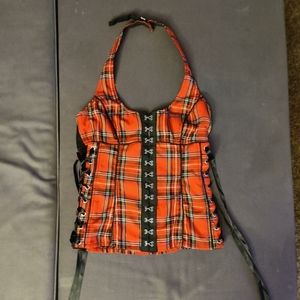 Royal Bones by Tripp NYC Plaid Corset Top Size Medium